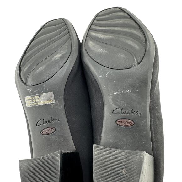 Clarks Every Day Levee Delta Black Fabric Pumps Block Heel Size 10 - Picture 5 of 5
